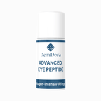 DemiDora Advanced Eye Peptide Flasche auf weißem Hintergrund. Die Verpackung zeigt das Logo, die Bezeichnung „Peptid-Formel zur Augenareal-Straffung“, ein Augen-Icon für das „3 Active Formula“-Feld mit Koffein, Hyaluronsäure und Acetyl Tetrapeptide-5 sowie den dunkelblauen Balken „Anti-Aging-Augenpflege mit Peptiden & Koffein“.
