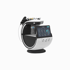 DemiDora Ai-IceBlue Smart Fusion Gerät, Ansicht von vorne links mit integriertem Touchscreen-Display und verschiedenen Aufsätzen.