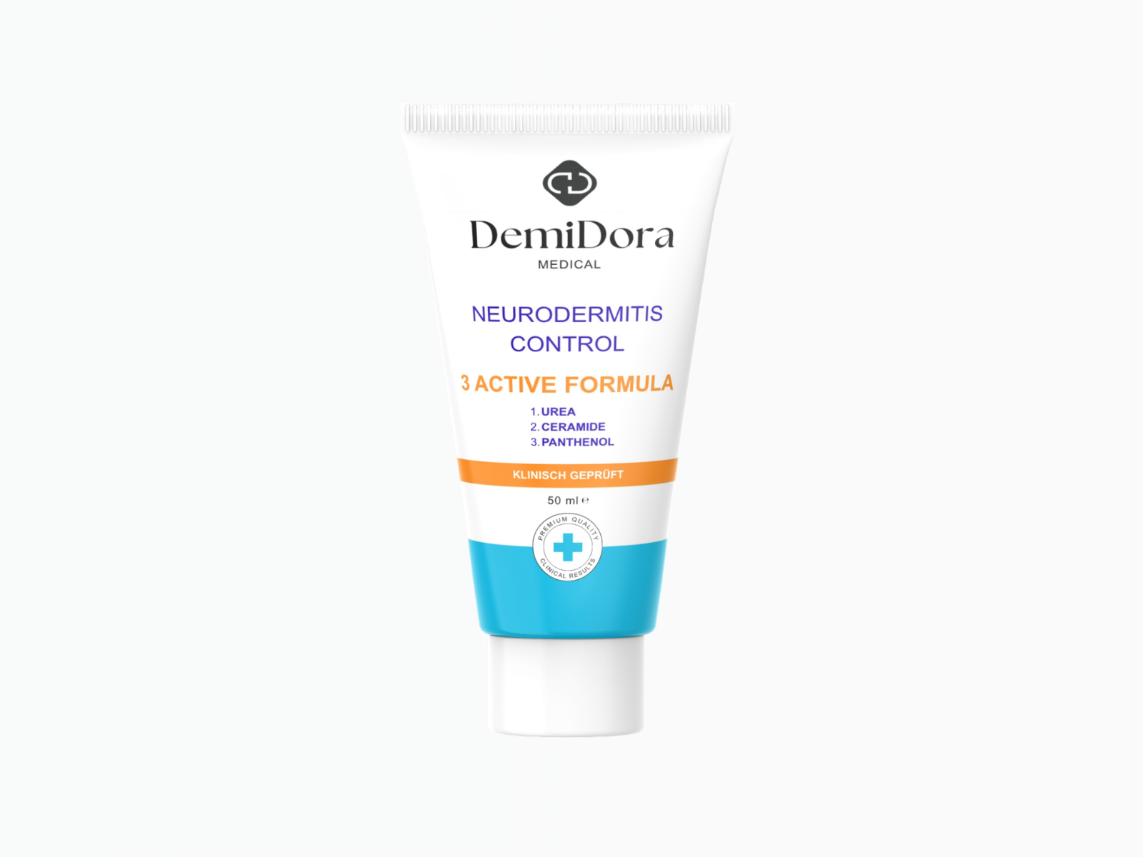 Produktset der DemiDora Rosacea Control Pflegeserie, bestehend aus Creme und Serum, spezialisiert auf die Beruhigung und Pflege von zu Rötungen neigender Haut.